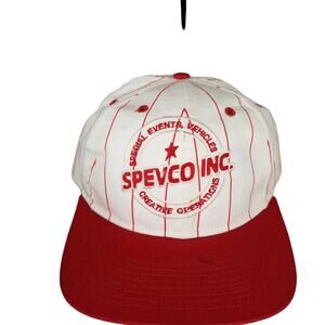 Spevco Special Vehicle Company White with Red Stripes Snapback Adjustable Hat